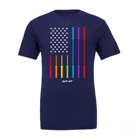 OUT-FIT American Flag Barbell T - Navy (2025 Limited Edition)