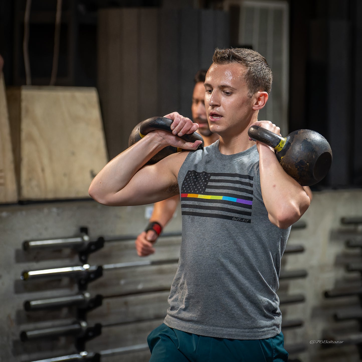 OUT-FIT Rainbow American Flag Muscle Tank