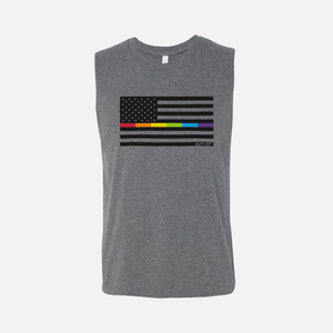 OUT-FIT Rainbow American Flag Muscle Tank