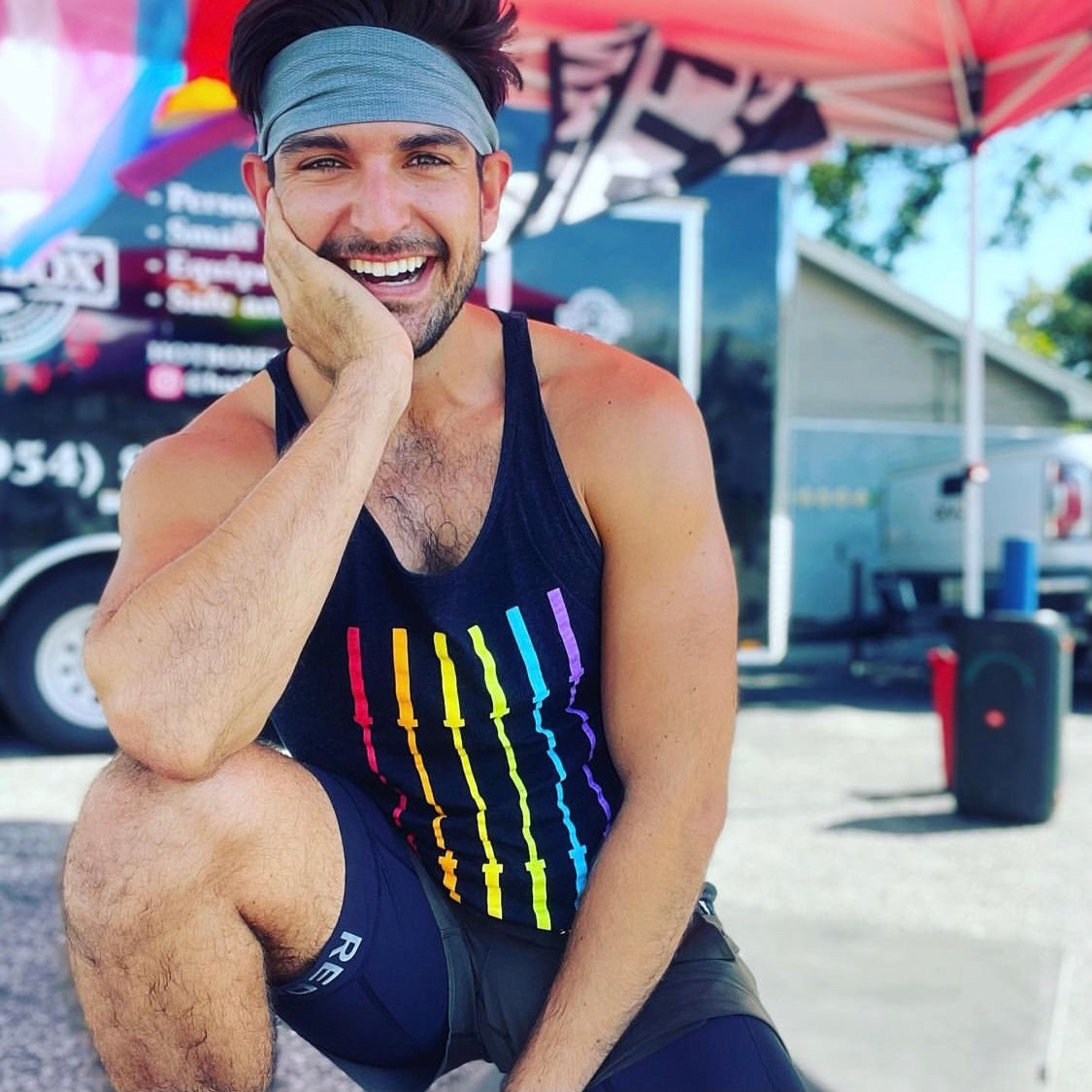 OUT-FIT Barbell Flag Tank - Charcoal