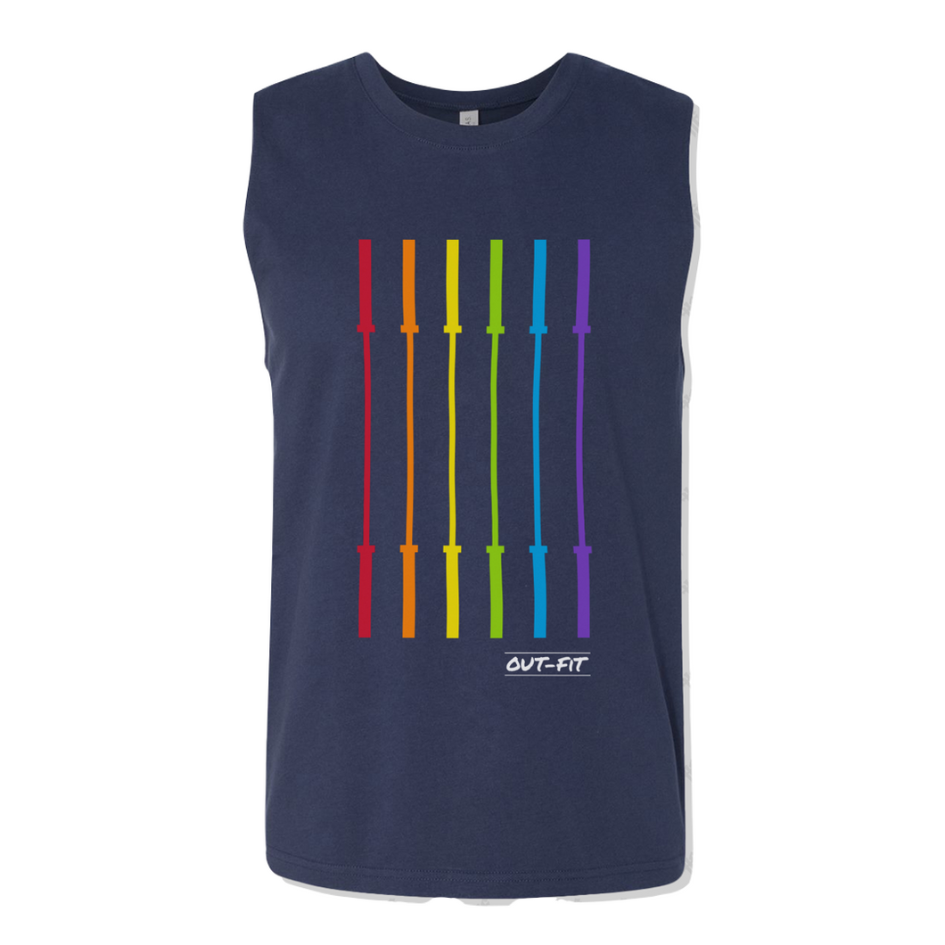 OUT-FIT Barbell Flag Muscle Tank - Navy