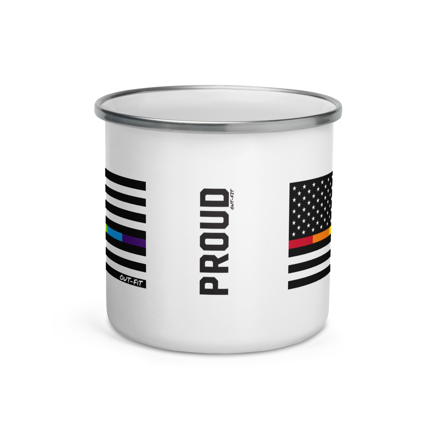 Rainbow American Flag Enamel Mug