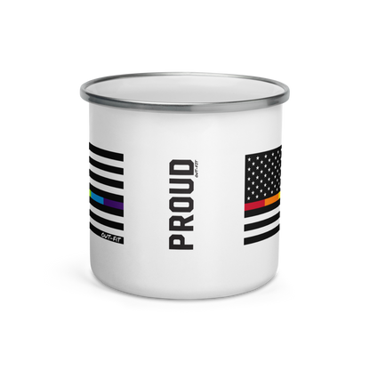 Rainbow American Flag Enamel Mug