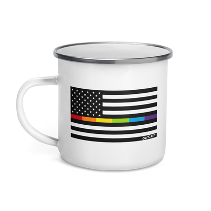 Rainbow American Flag Enamel Mug