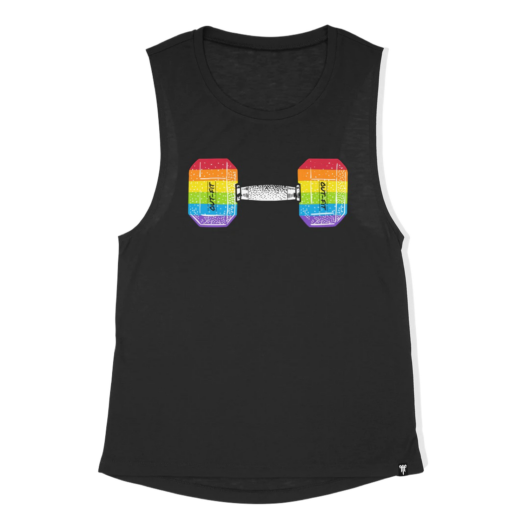 Rainbow Dumbbell Muscle Tank (Lg Only)