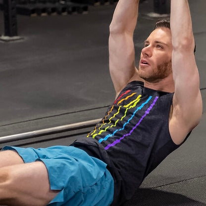 OUT-FIT Barbell Flag Muscle Tank - Heather Grey