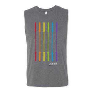 OUT-FIT Barbell Flag Muscle Tank - Light Grey