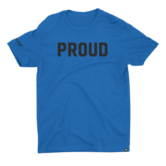 Signature Proud T - Black on Royal Blue