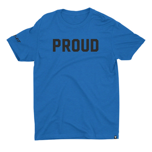 Signature Proud T - Black on Royal Blue