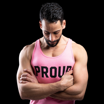 Signature Proud Tank Top - Black on Pink