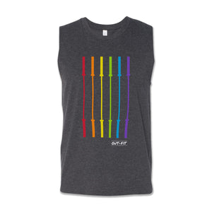 OUT-FIT Barbell Flag Muscle Tank - Heather Grey