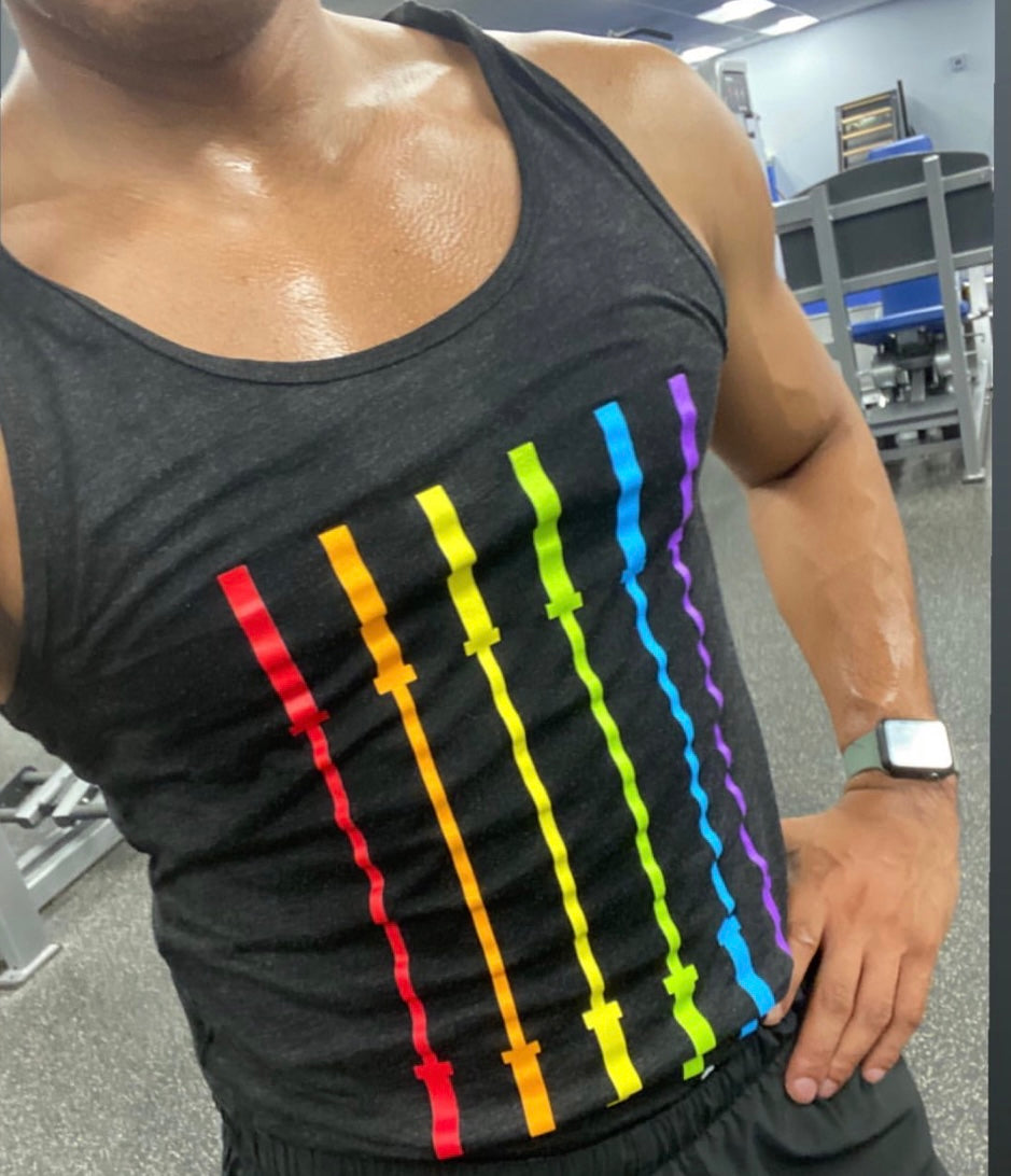 NoBull + The Out Foundation Pride Art Rainbow Striped Tank cheapest Top sz M